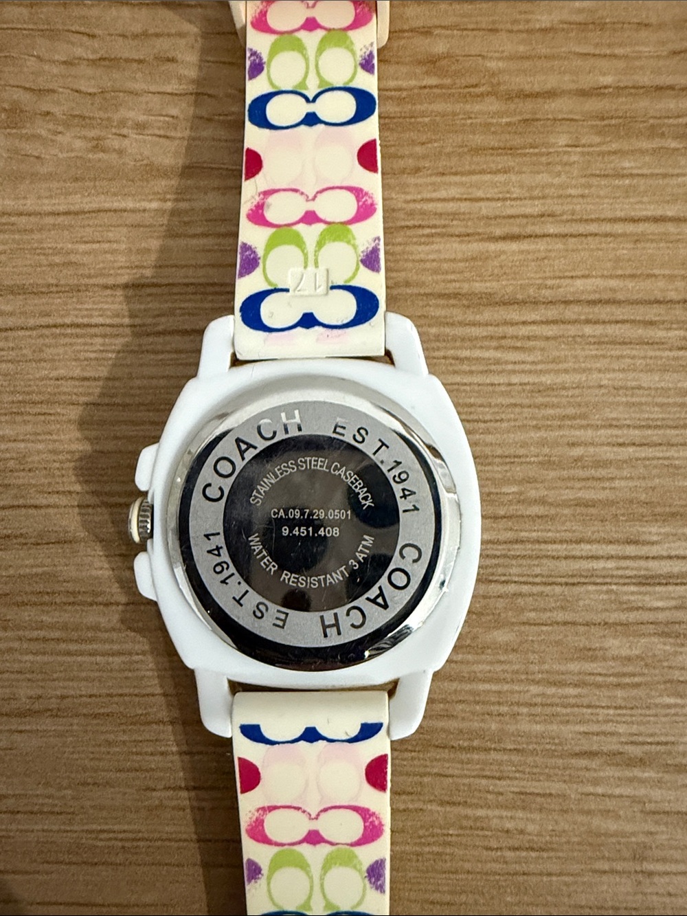Coach Cream Silicone Strap Watch with Silver Dial - Picture 4 of 8